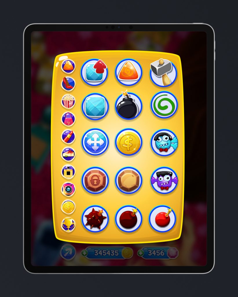 Match 3 Mobile Game Glossy UI Design - Icons