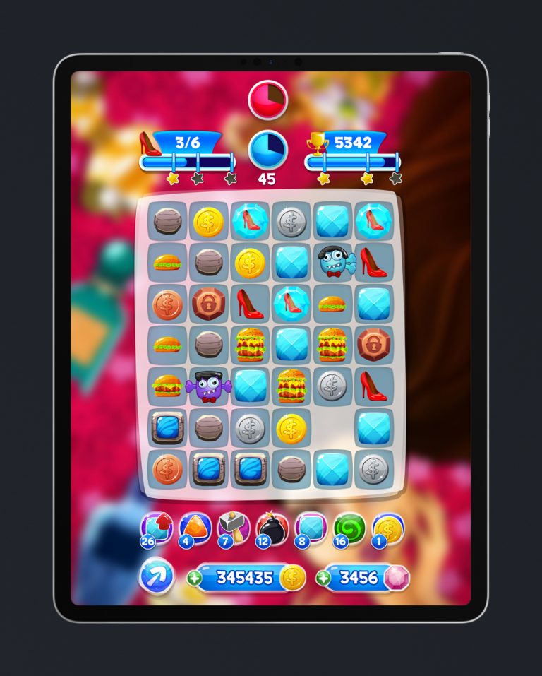 Match 3 Mobile Game Glossy UI Design - Game Menu