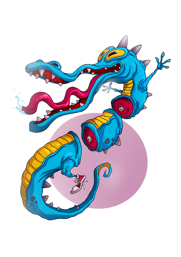 Zombie Dragon Surreal 2D Illustration