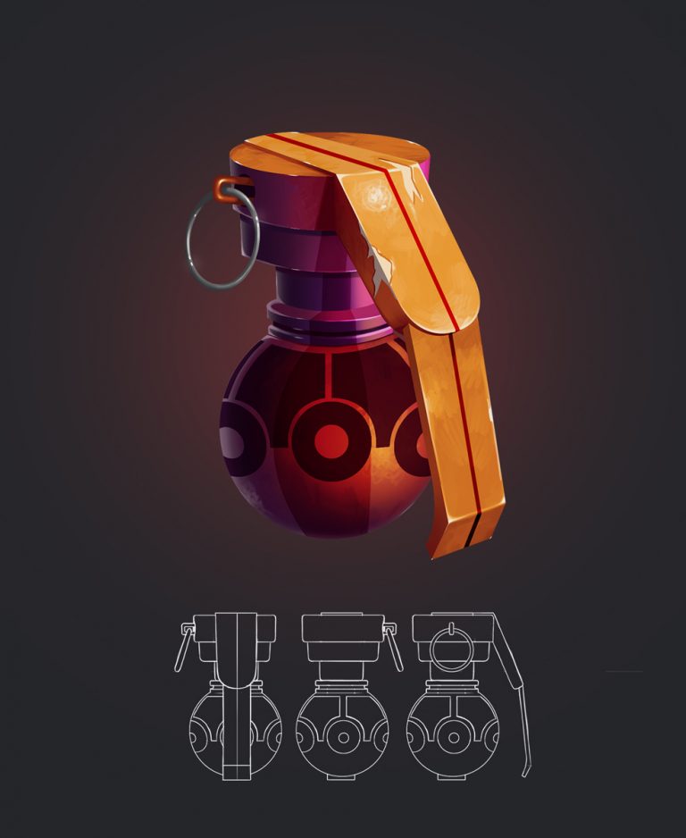 Grenade Game Weapon Design and Model Sheet