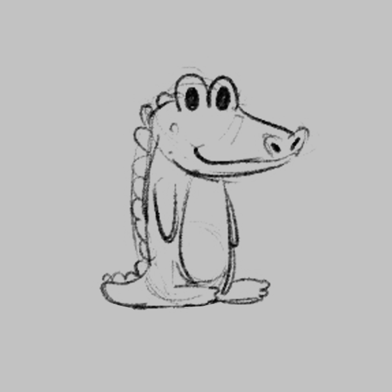 Alligator - children's educational game character drawing sketch