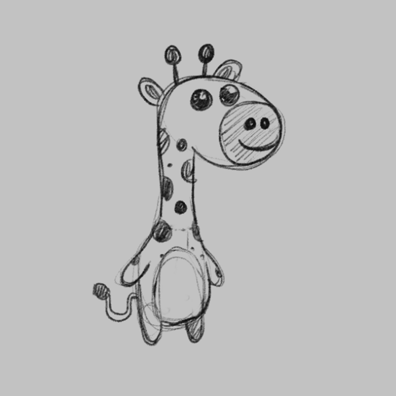 Giraffe - children's educational game character drawing sketch