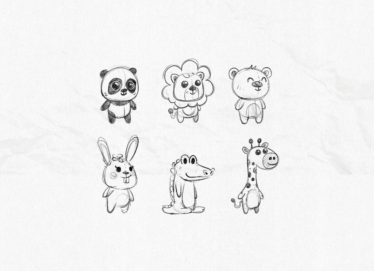 Panda, Lion, Bear, Rabbit, Alligator, Giraffe children's educational