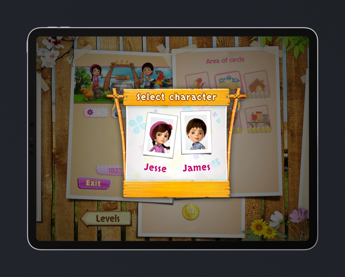 Kids Educational Game UI Design Wood Style 7 Character Select 2