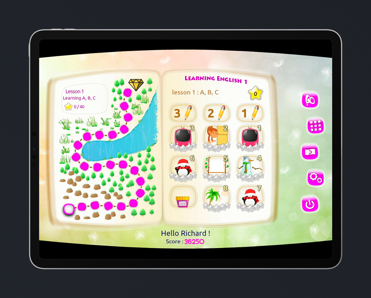 Children's English educational game UI design - Main Menu