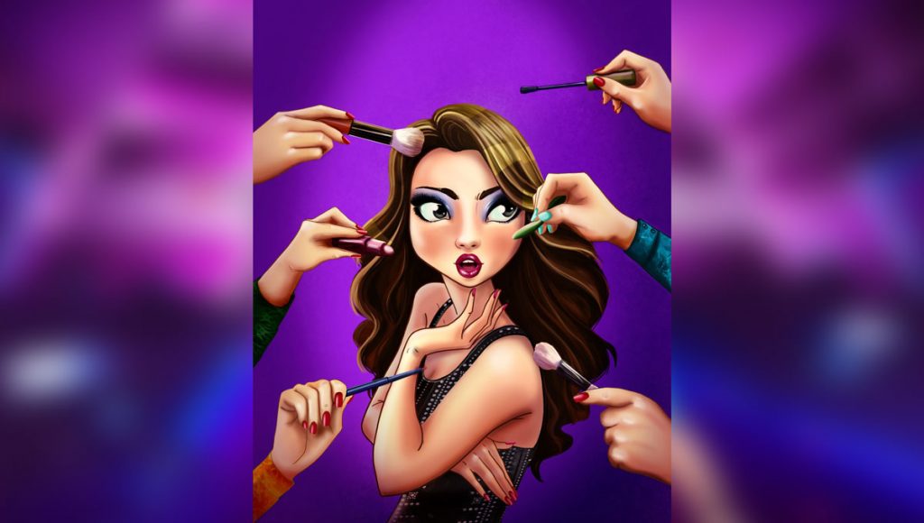 Millennial Fashion Girl Makeup Female Game Character Design - 2D Illustration