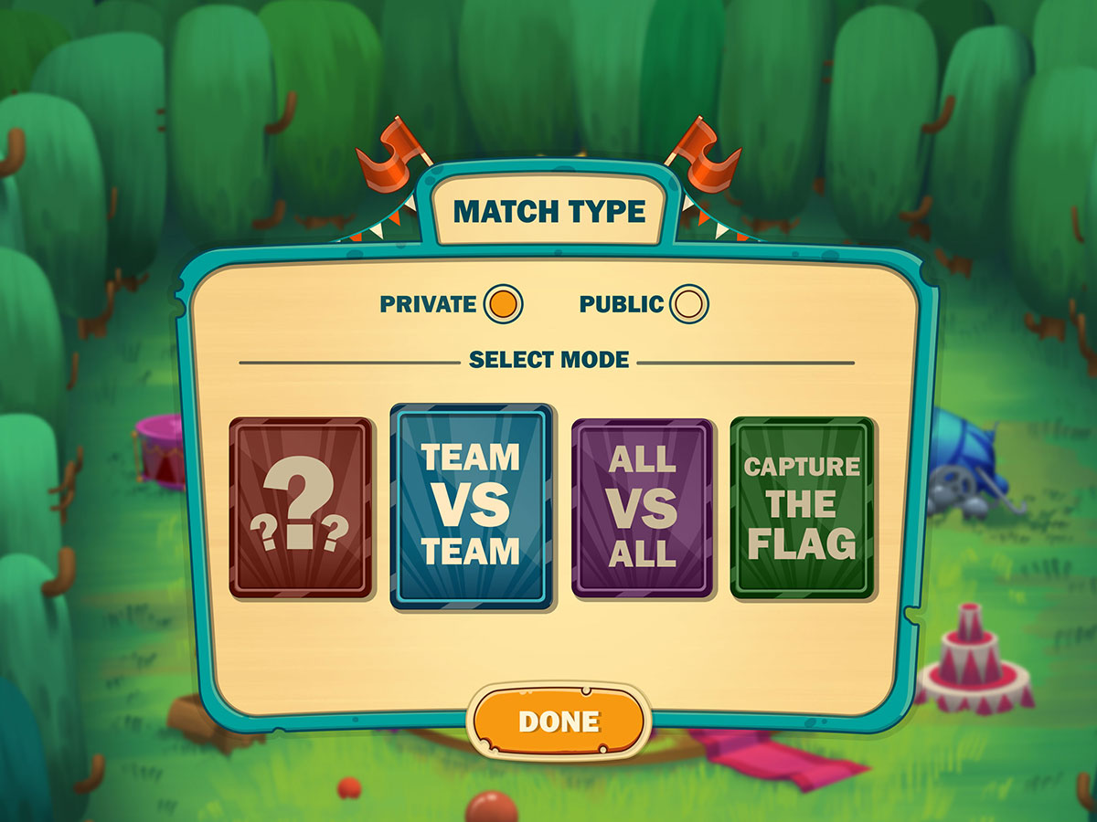 Cartoon Mobile Game UI Design - Match Type Popup