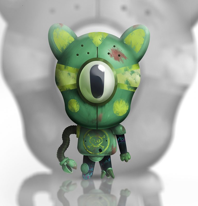 Green One-eyed Robot - Digital painting character design
