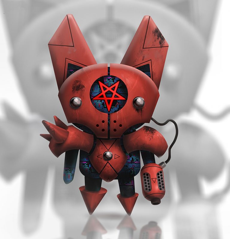 Red Devil Robot - Digital painting character design