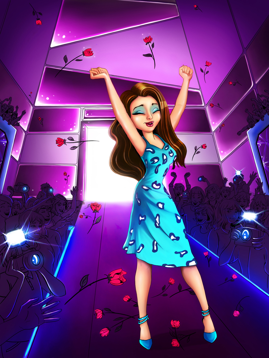 Millennial Female Fashion Star In Fashion Show Female Game Character Design - 2D Illustration
