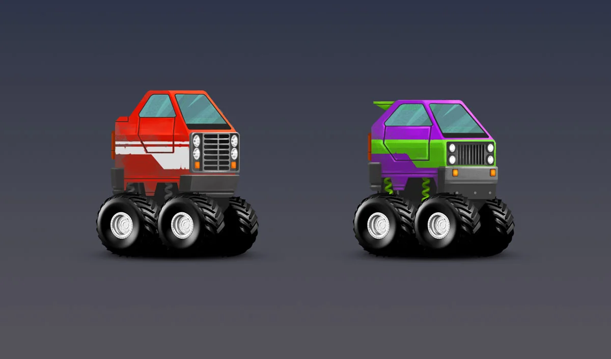Minimalist SUV Cars With Big Wheels Design Game Car Design 2