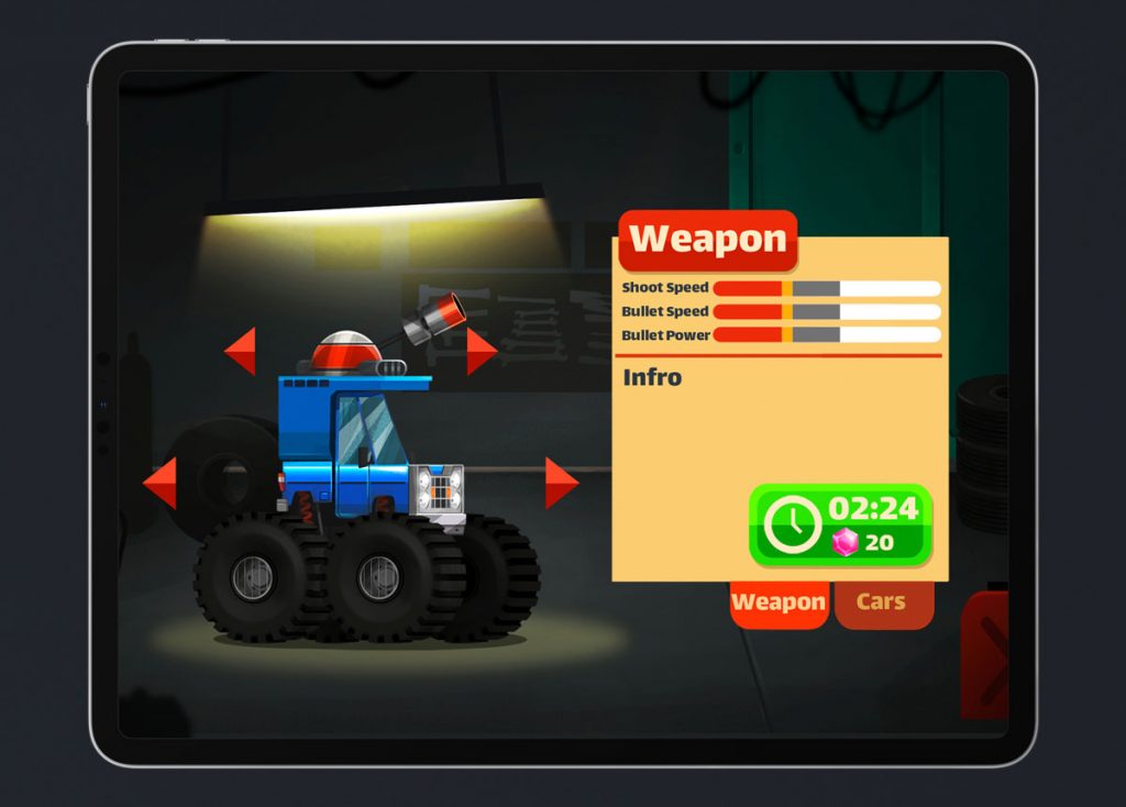 Mobile Game Material UI Design - Weapons Menu