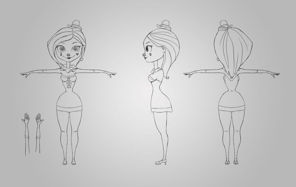 Model Sheet Female Clown 2D Game Character Design