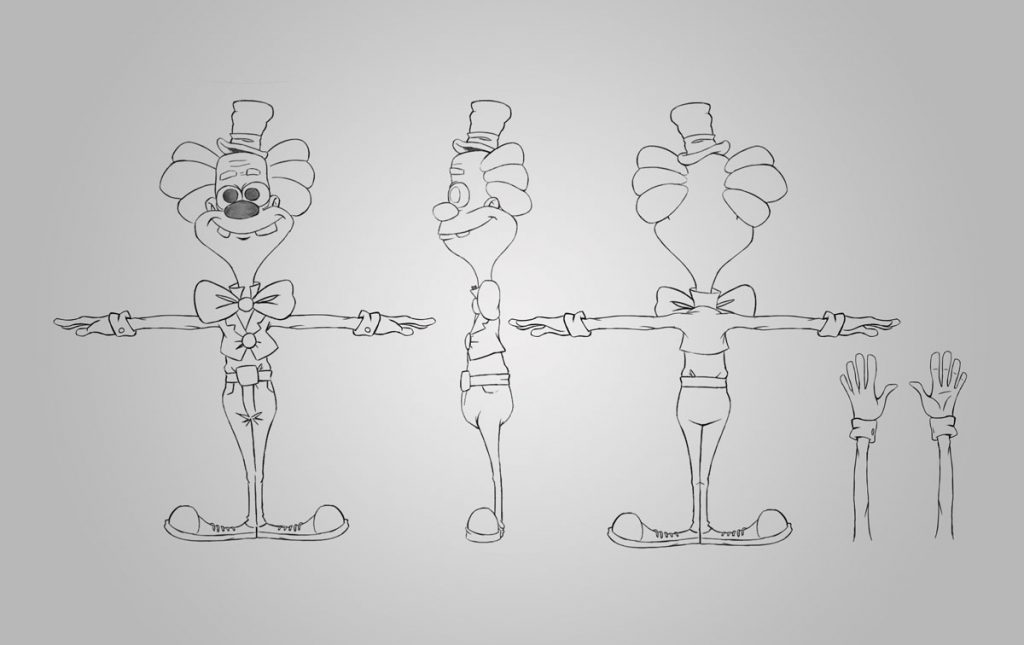 Model Sheet Tall Clown 2D Game Character Design