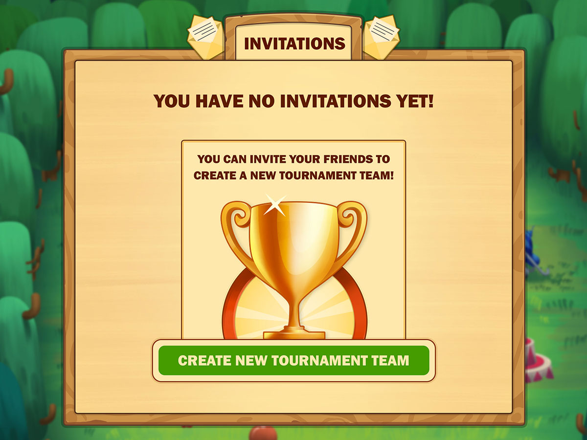 Cartoon Mobile Game UI Design - No Invitations Popup