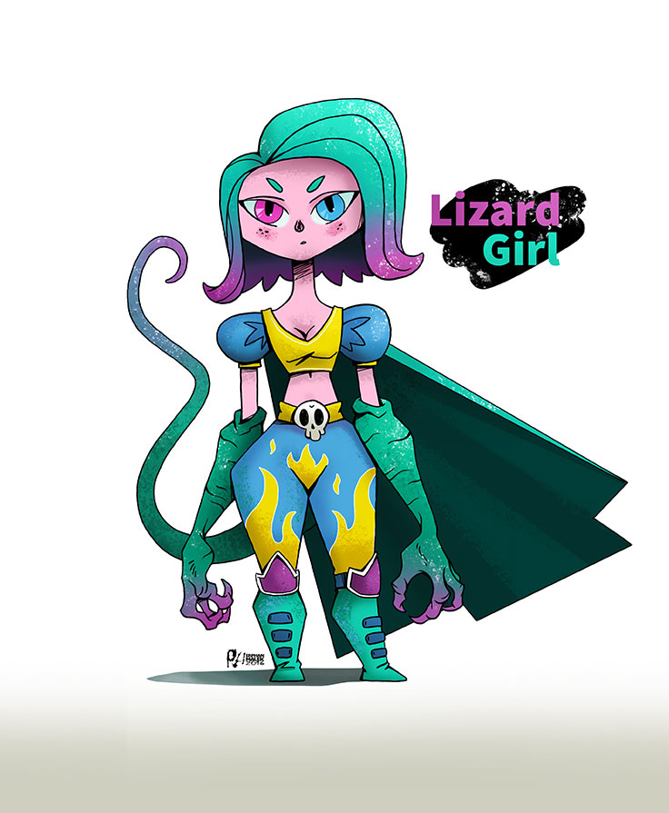 Lizard Girl 2D Illustration