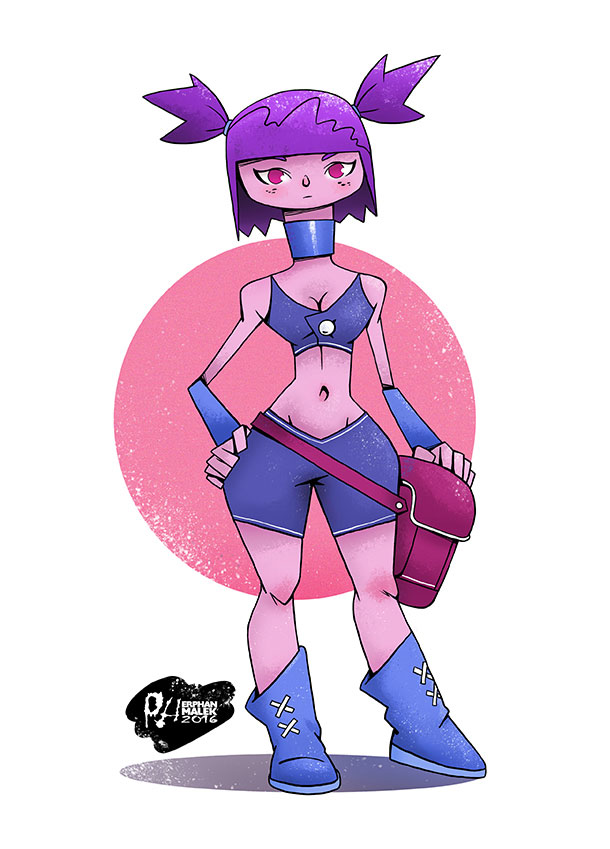 Purple sexy girl 2D illustration