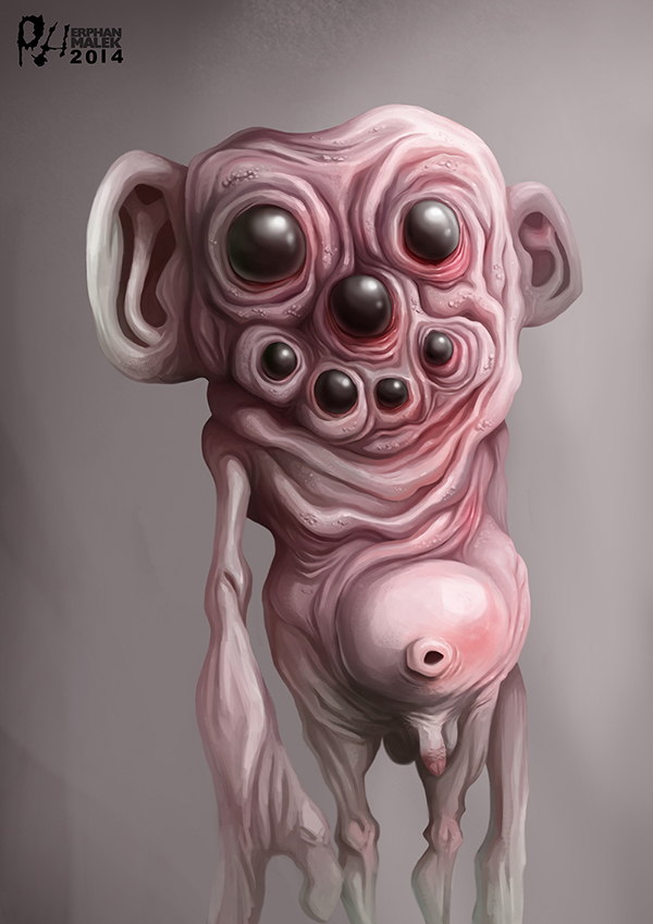 Surreal creature with many eyes digital painting