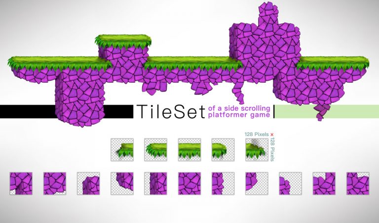 Platformer Game Tilesets Violet Style