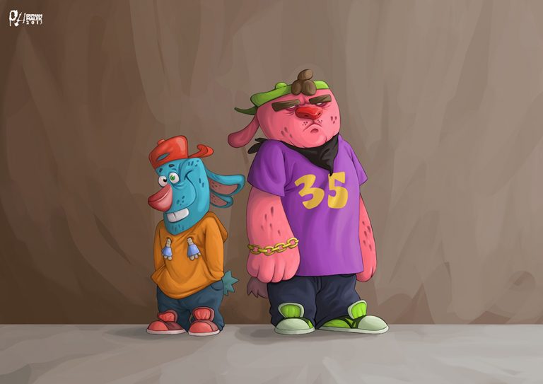 Funny rap fan animals - Digital painting character design