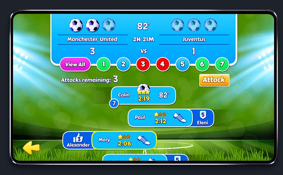 Soccer Mobile Game Blue UI Design - Match Status