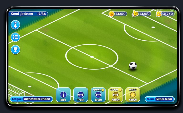Soccer Mobile Game Blue UI Design - HUD
