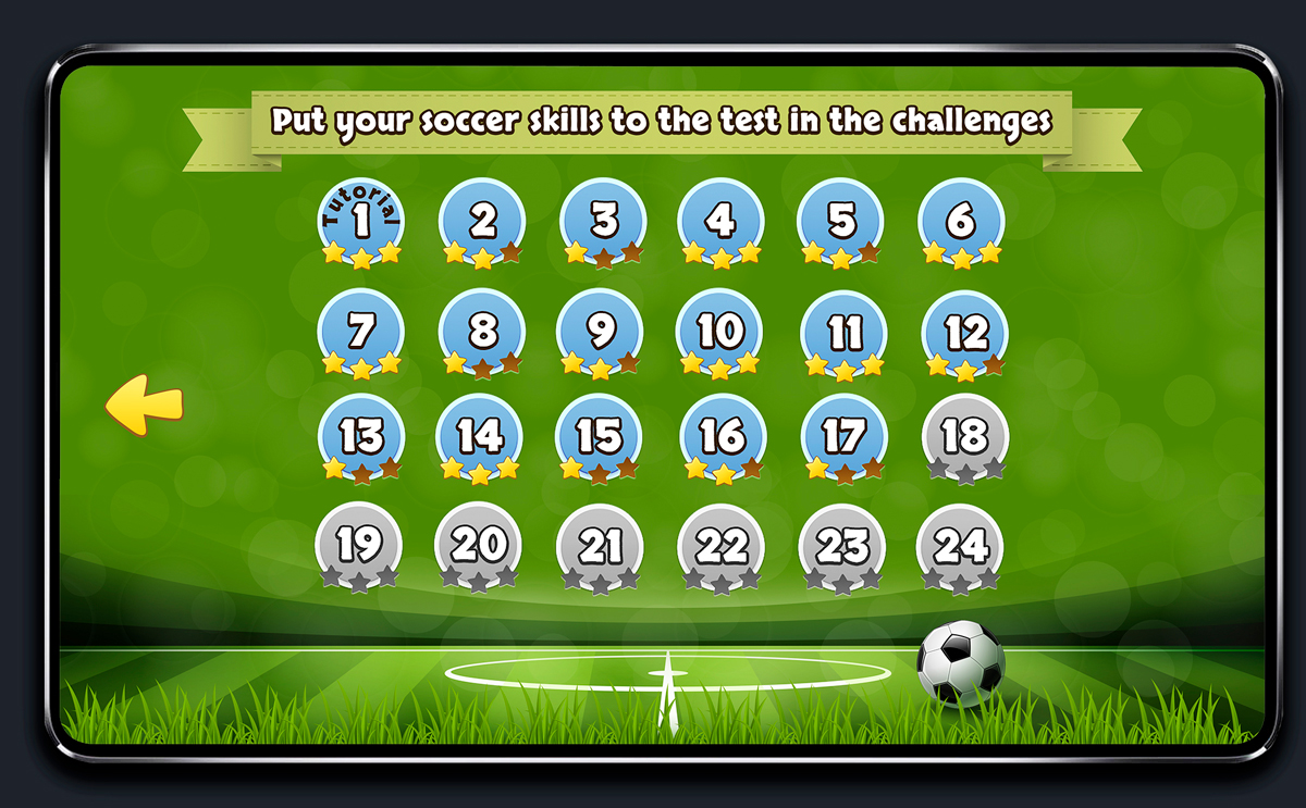 Soccer Mobile Game Blue UI Design - Level Select Menu