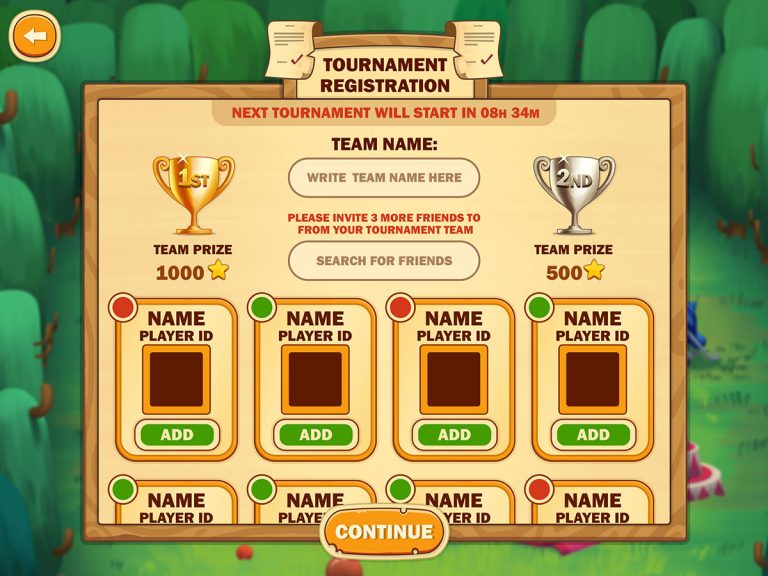 Tournament RegistrationUX UI Game