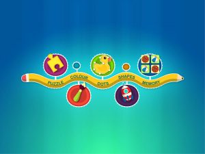 Children's Educational Mobile Game Vector Flat Cartoon UI Design - Activities Menu