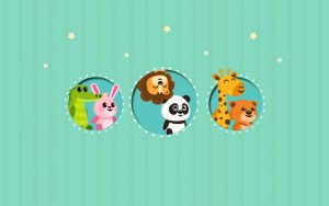 Panda, Lion, Bear, Rabbit, Alligator, Giraffe children's educational game vector character design