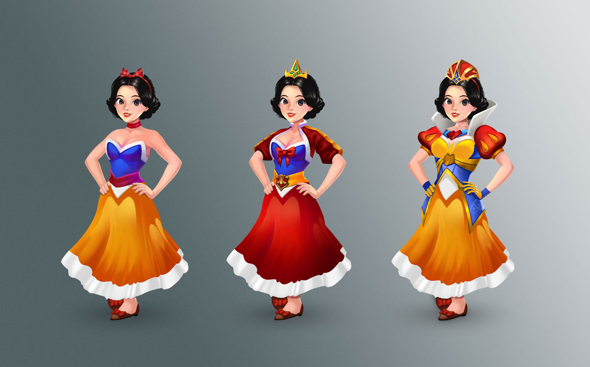 Snow White 2D Slot Game Character Design in 3 Upgrades