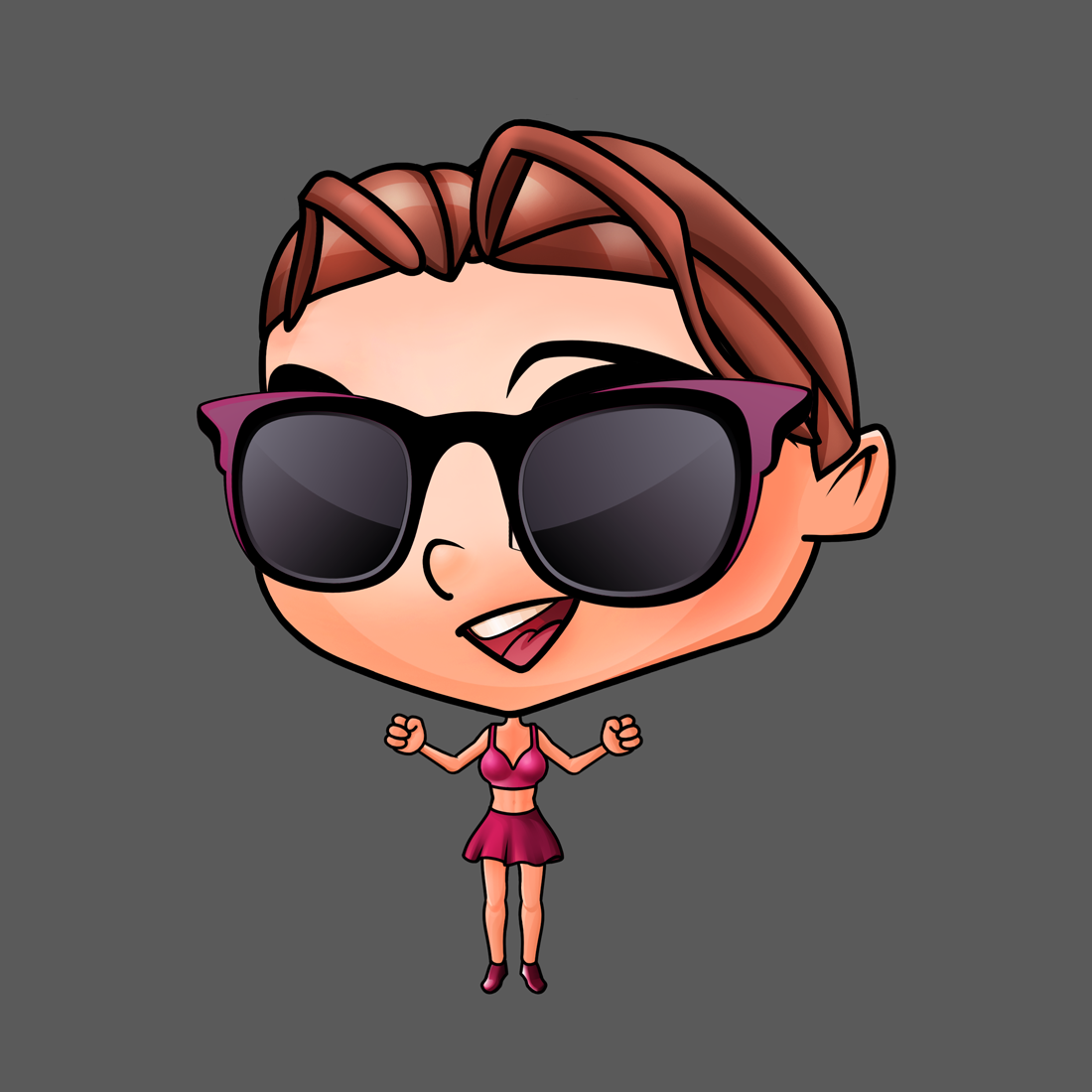 Girl with sunglasses - 2D mobile game character design