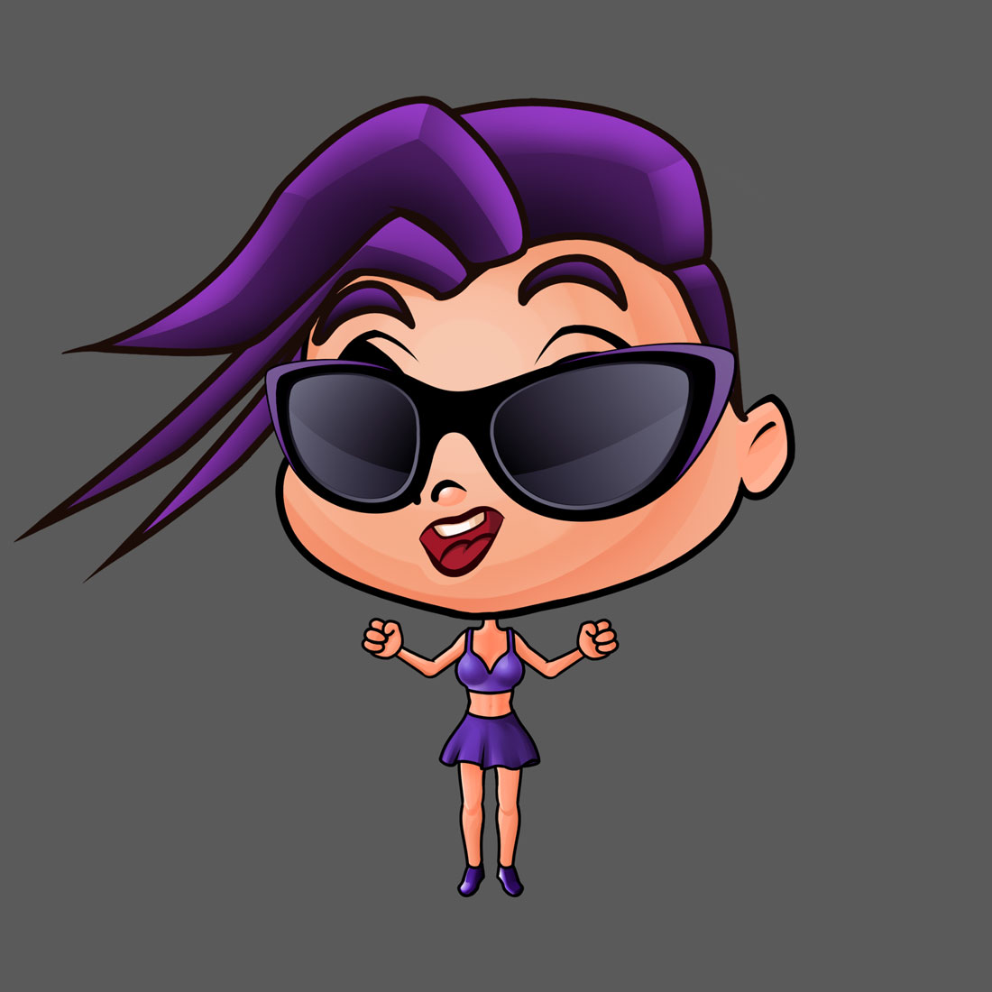 Girl with purple hair - 2D mobile game character design
