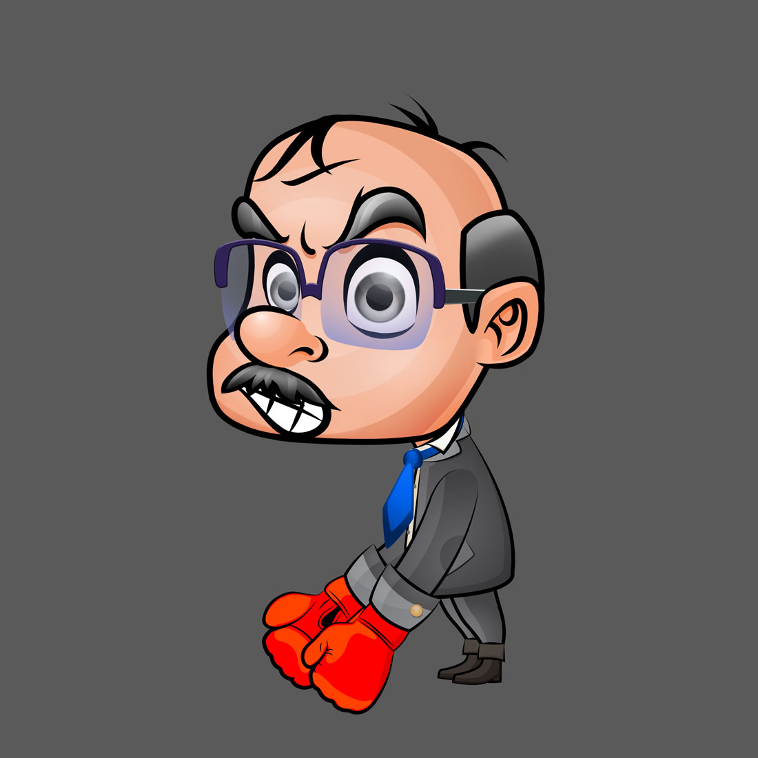 Angry teacher with boxing gloves - 2D mobile game character design