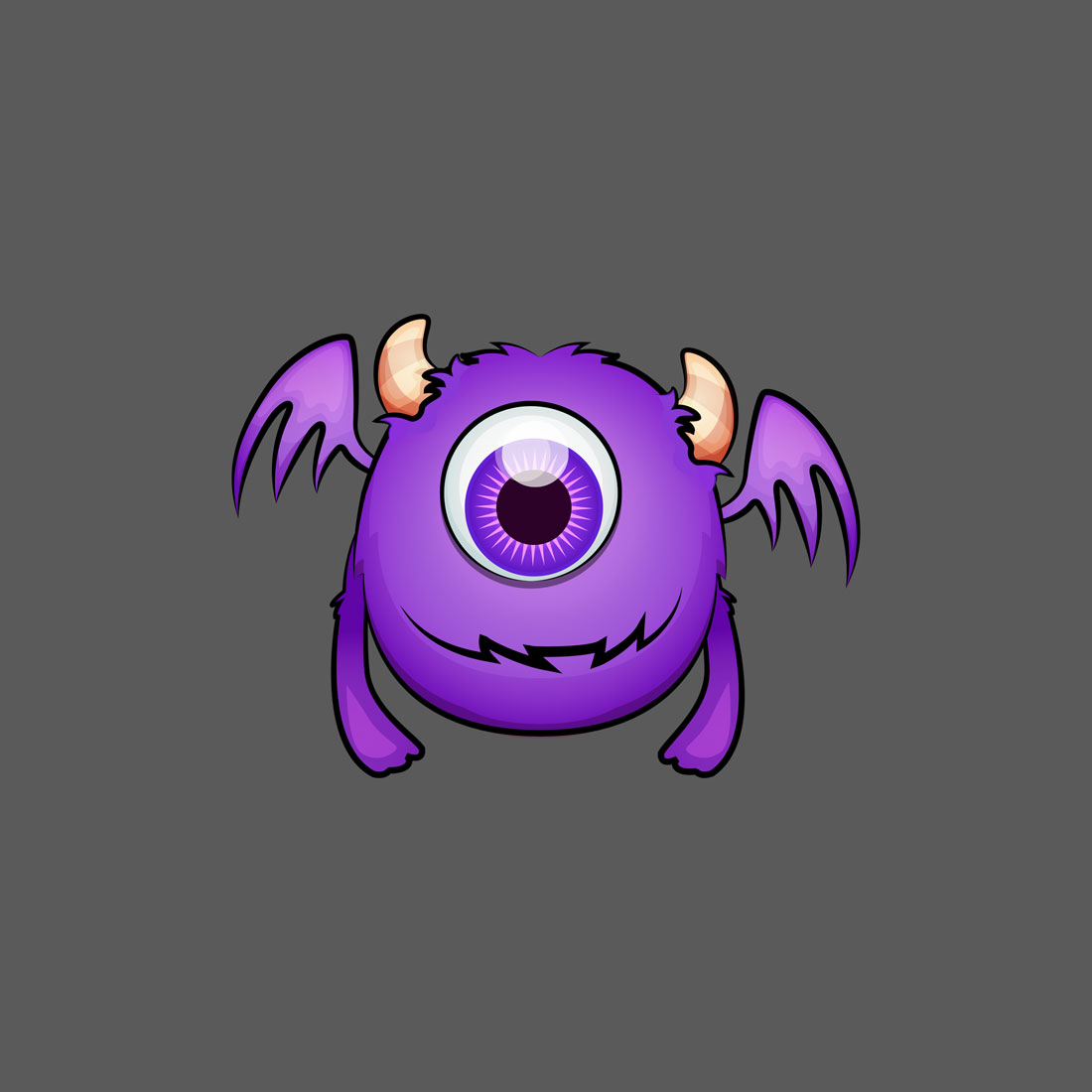 2D mobile game purple monster design