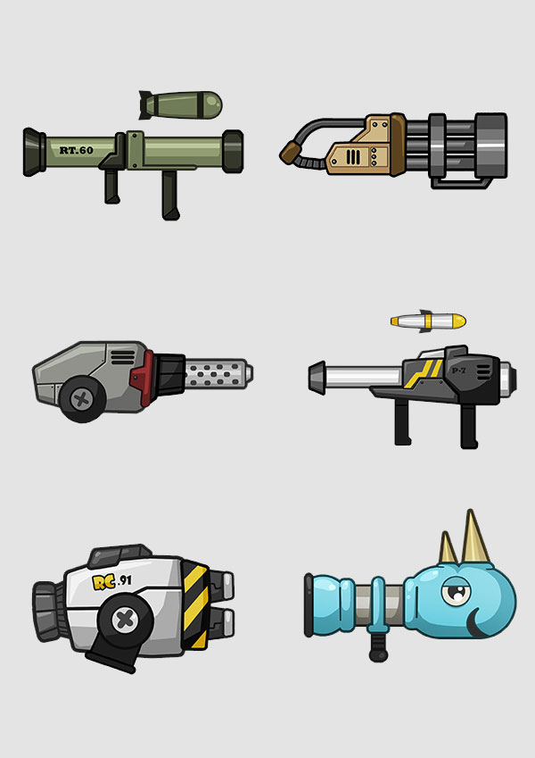 Mobile Action Game 2D Weapon Design