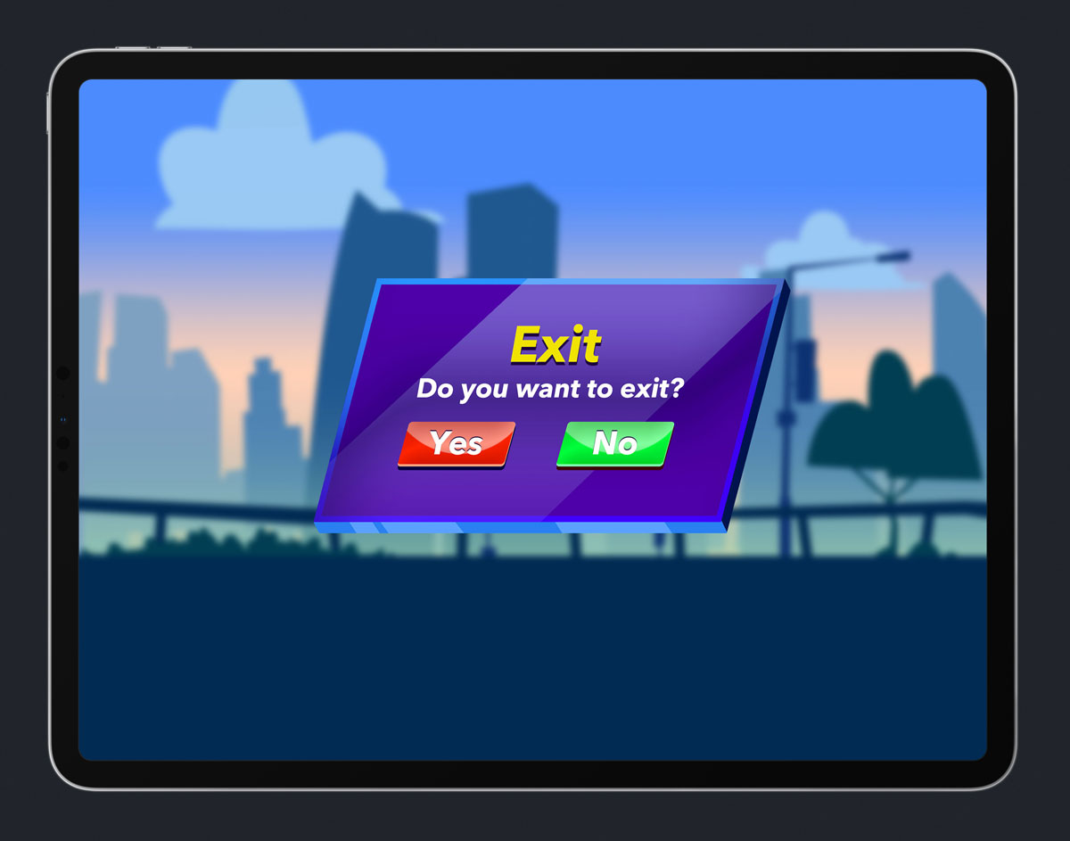 Mobile Game Skewed UI Design - Exit Menu