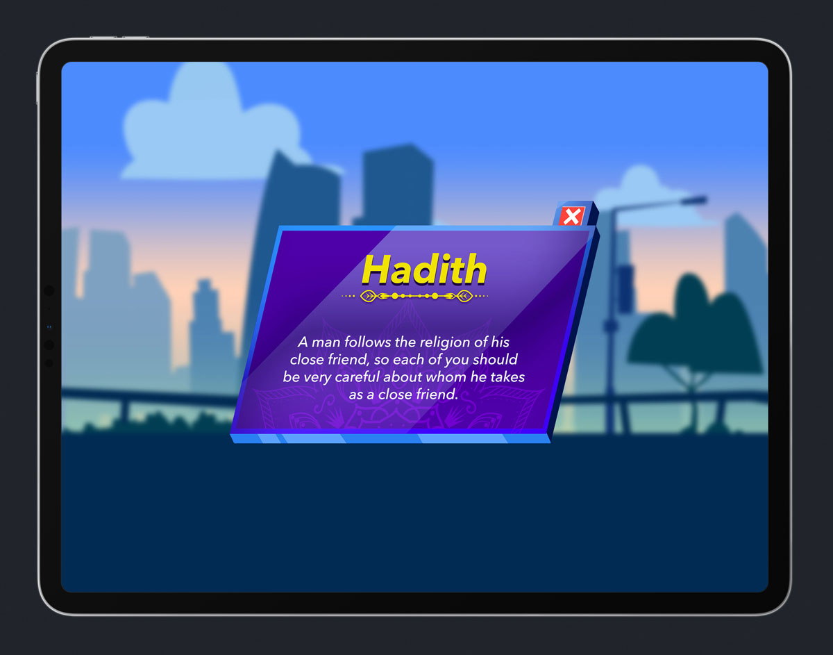 Mobile Game Skewed UI Design - Hadith Menu