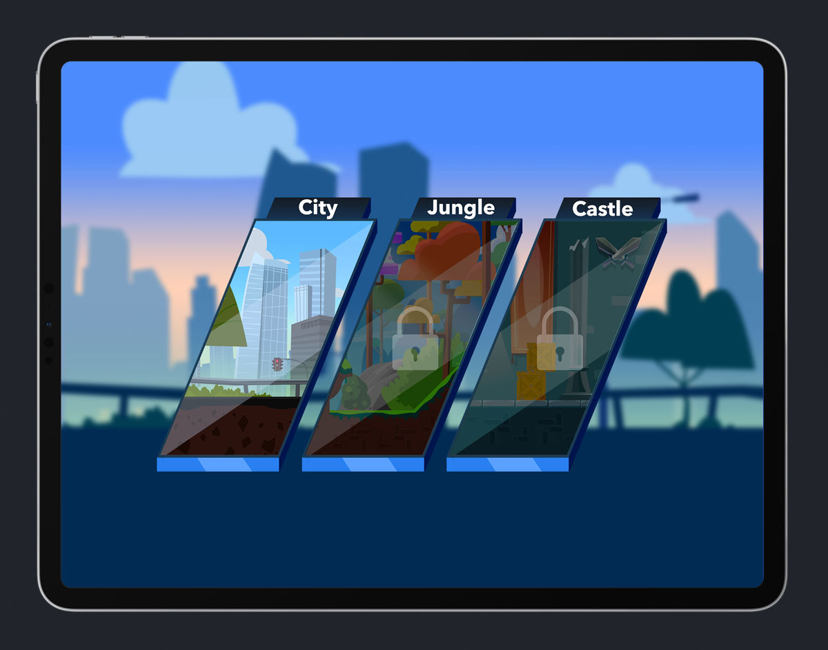 Mobile Game Skewed UI Design - Level Select Menu