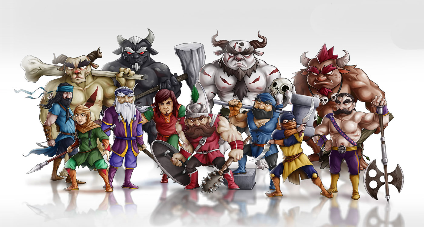 Mythical warriors - Fighting 2D Mobile Game Character Design