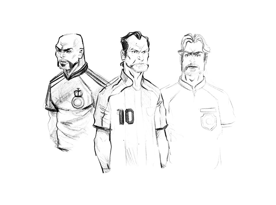 Soccer Players Game Character Drawing Sketches