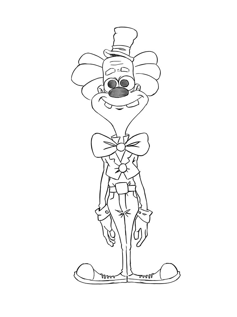 Tall Clown Game Character Drawing Sketch