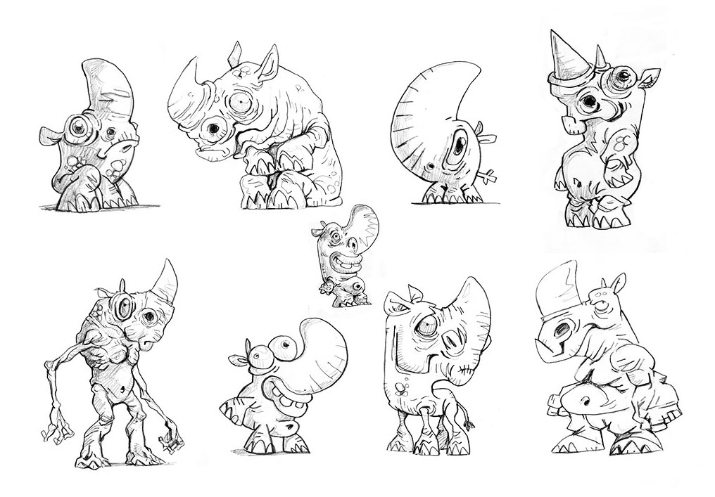 Surreal Fantasy Rhino Character Drawing Sketch