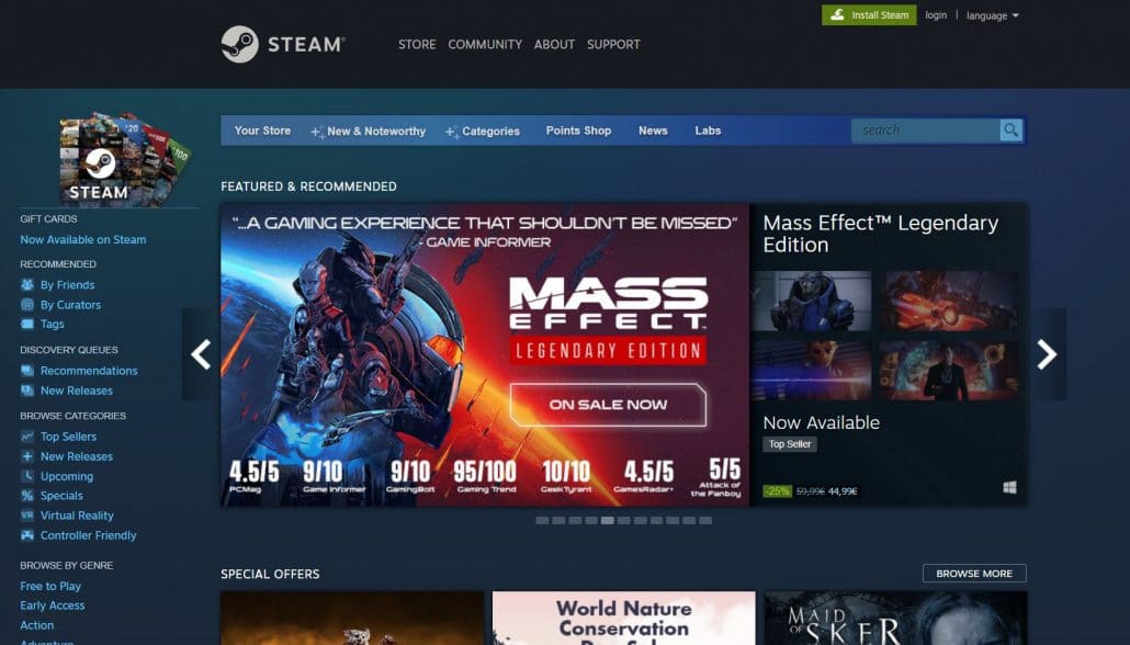 Valve Steam - video game distribution platform -