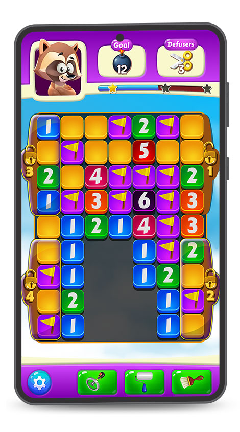 Minesweeper Mobile Game UI Design Shiny Theme Gameplay