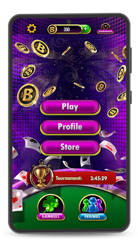 Mobile Casino Game UI Design Black Theme Main Menu