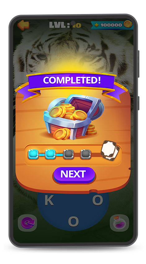 Mobile Word Game UI Design Daily Level Complete Menu