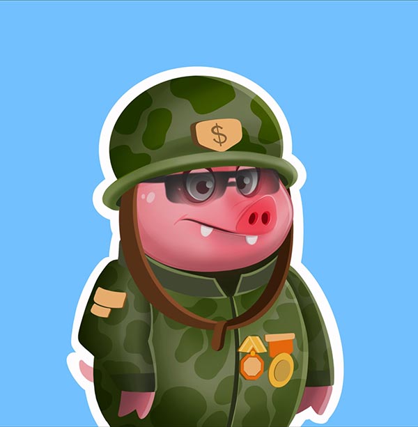 6 Sergeant Swine Pig NFT Art