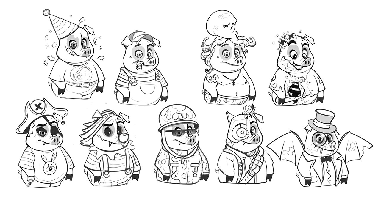 Pigs NFT Art Sketch