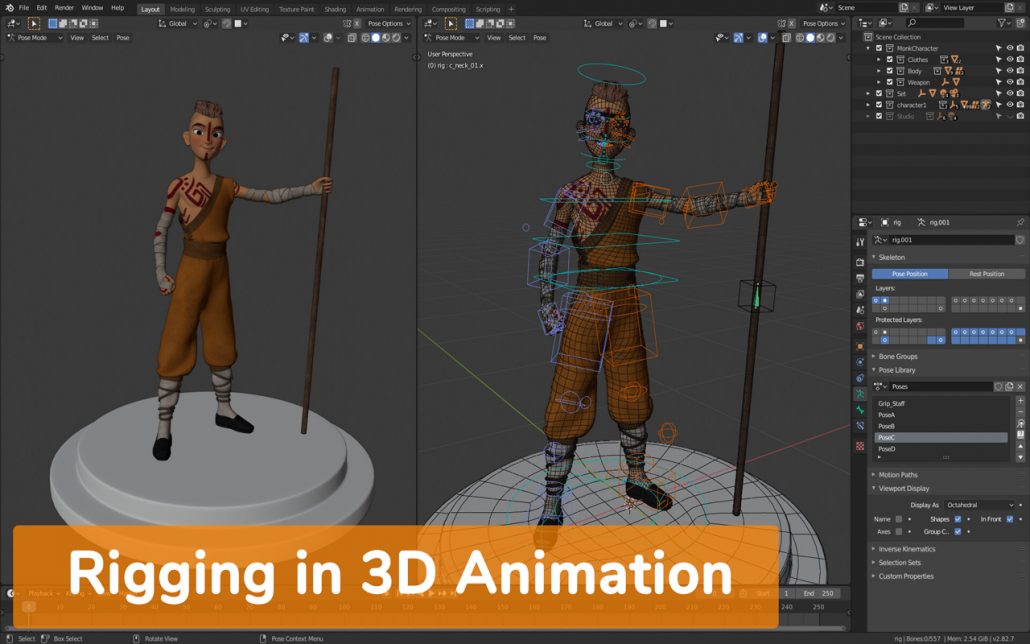 Rigging in 3D animation